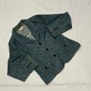 Talbots Lightweight Chambray Fitted Blazer Woman Sz 14
